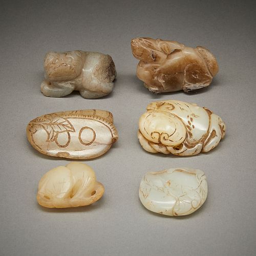 6 Pieces Carved Chinese Jade
