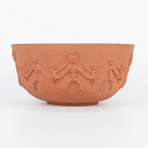 Edwin Scheier Ceramic Bowl w/ Applied Decoration
