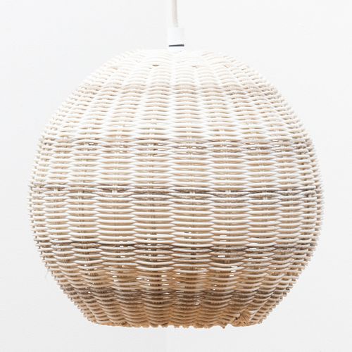 Contemporary White Painted Rattan Pendent Light