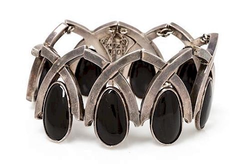 A Silver and Onyx Bracelet, Antonio Pineda, 75.60 dwts.