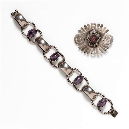 A Collection of Silver and Amethyst Jewelry, 47.20 dwts.
