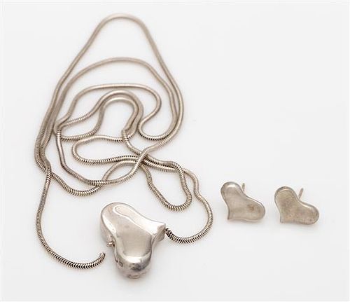 A Sterling Silver Heart Motif Demi Parure, Angela Cummings, Circa 1983-84, 12.60 dwts.