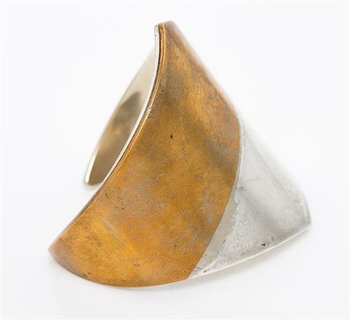A Sterling Silver and Brass Cuff Bracelet, Taxco, 83.80 dwts.