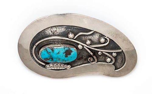 A Silver and Turquoise Pendant, J. Begay, Navajo, 45.30 dwts.