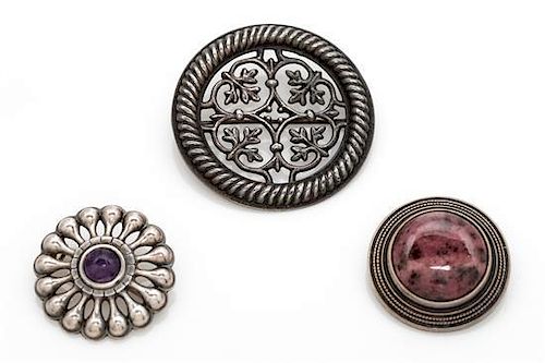 A Collection of Sterling Silver Brooches, Kalevala Koru, 21.40 dwts.
