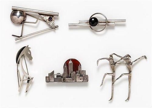 A Collection of Silver Brooches, 40.90 dwts.