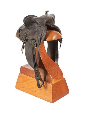 High Back Colt Breaking Saddle Bronze Sculpture