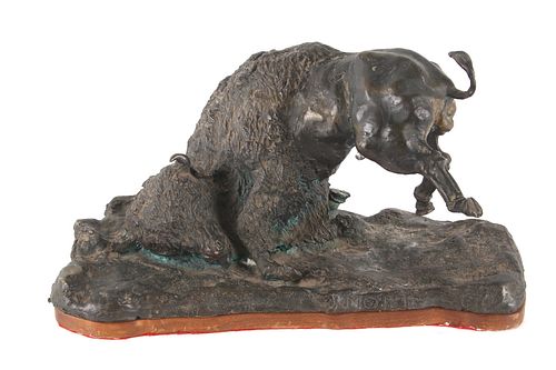 Owen D. Mort Jr. "Dying Buffalo," Bronze Sculpture