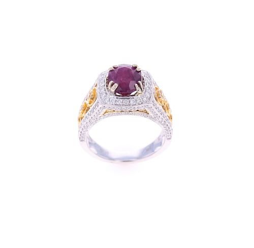 Kashmire Sapphire VS2 Diamond & 18ct TT Ring