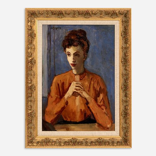  Moses Soyer "The Actress" (1959 Oil)