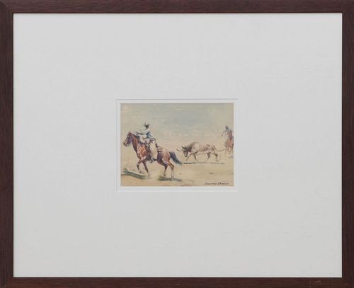 EDWARD BOREIN (1872-1945): TWO COWBOYS ROPING A STEER