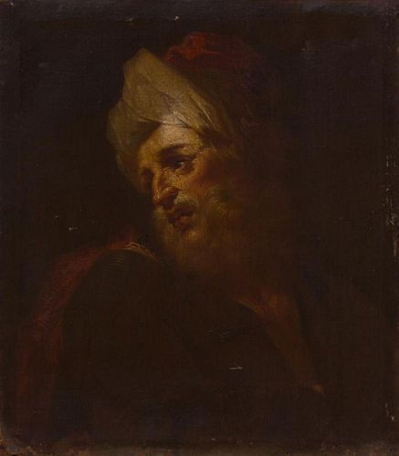 CONTINENTAL SCHOOL: PORTRAIT OF A BEARDED MAN WITH TURBAN