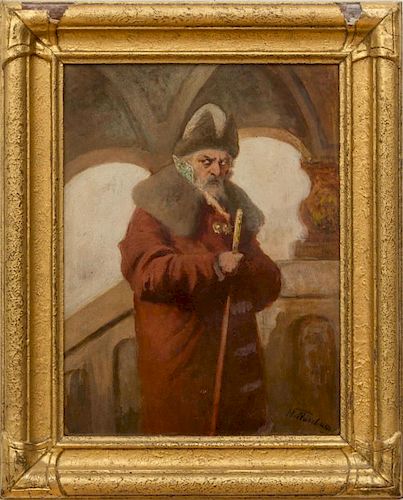 RUSSIAN SCHOOL: PORTRAIT OF A MAN IN A RED COAT