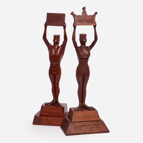 Pair of Carved Mahogany NOGI Scuba Awards (1960s), Vero Puccio