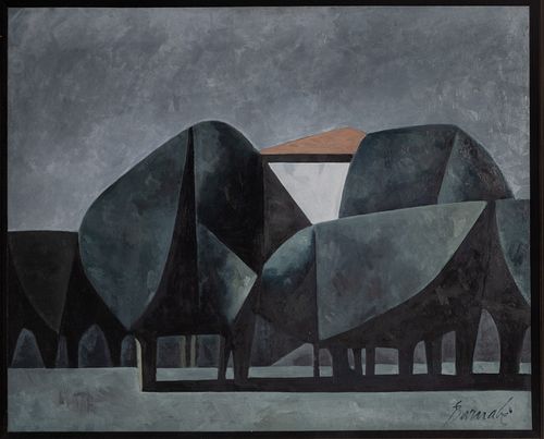 Duilio (Dube) Barnabe (Italian, 1914-1961) 'La Maison Blanche' Oil on Canvas