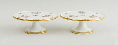 PAIR OF FRENCH PORCELAIN STEMMED CAKE STANDS