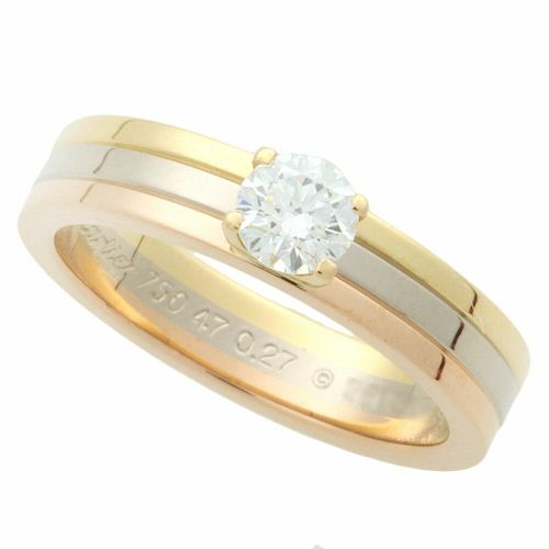 Cartier Trinity 18K Gold Tri-Color Solitaire Wedding Ring