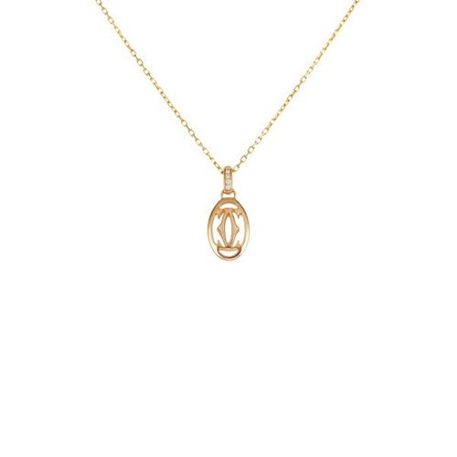 Cartier 18K Rose Gold Logo Pendant Necklace