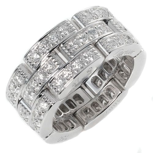 Cartier Maillon Panthère Full Pave Diamond 18K White Gold Ring