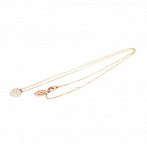 Cartier Pave Heart 18K Rose Gold Pendant Necklace