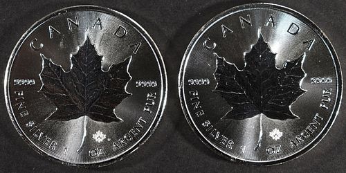 (2) 1 OZ .999 SILVER 2016 MAPLE LEAF ROUNDS