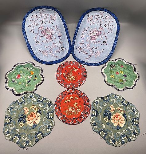 4 Pairs of Silk Embroidered Chinese Textiles