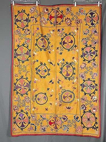 Vintage Indian Suzani Textile-Yellow