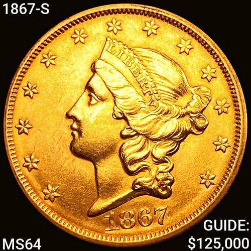1867-S $20 Gold Double Eagle CHOICE BU