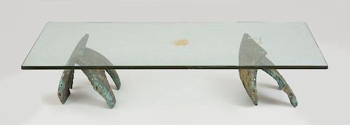 NADINE EFFRONT (BELGIAN 1901-1974) WROUGHT-IRON AND GLASS LOW TABLE