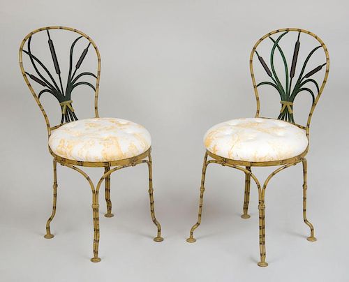 PAIR OF PAINTED METAL "CAT TAIL" CHAIRS