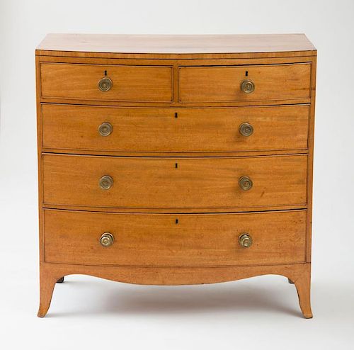 GEORGE III INLAID MAHOGANY BOW-FRONTED CHEST OF DRAWERS