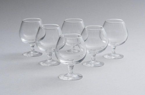 SET OF SIX STEUBEN GLASS SMALL BRANDY SNIFTERS