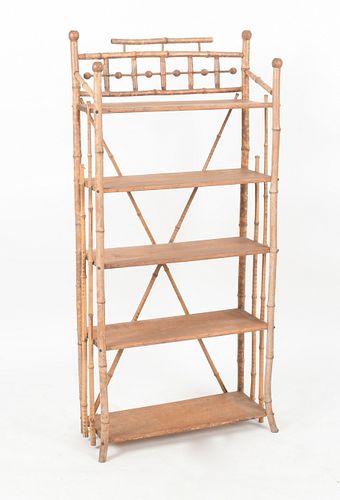 Aesthetic Movement Charred Bamboo Five-Tier Etagere
