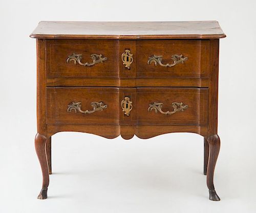 LOUIS XV PROVINCIAL BRONZE-MOUNTED WALNUT COMMODE