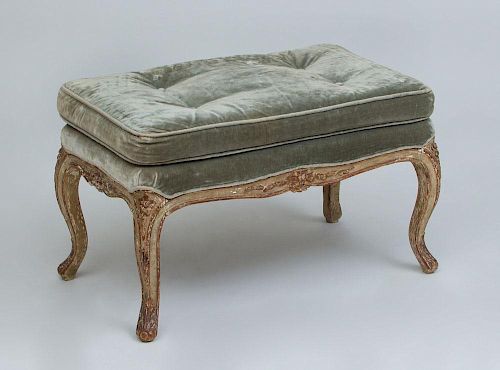 LOUIS XV STYLE PAINTED AND PARCEL-GILT TABOURET