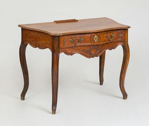 LOUIS XV PROVINCIAL CARVED FRUITWOOD SIDE TABLE