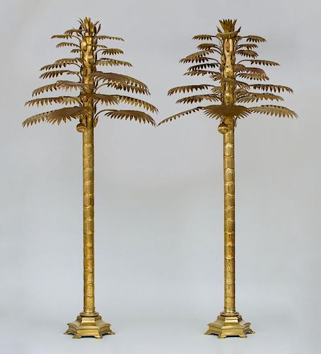 PAIR OF GILT-METAL PALM TREES, 20TH CENTURY, MAISON JANSEN