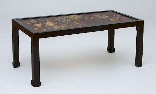 CHINESE BROWN LACQUER AND PARCEL-GILT PANEL