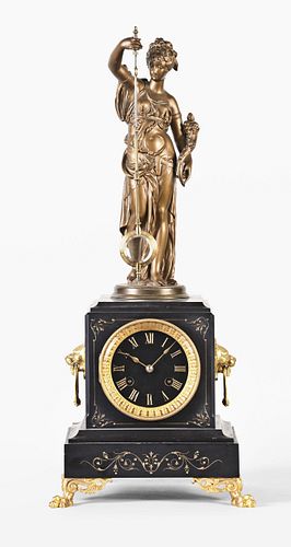 A good late 19th century figural swinging mystery clock by Guilmet