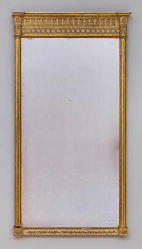REGENCY PAINTED AND PARCEL-GILT PIER MIRROR
