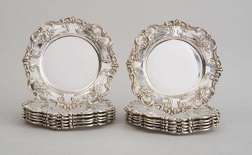 SET OF TWELVE AMERICAN SILVER LUNCH UNDERPLATES