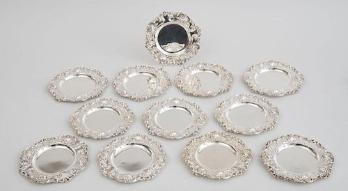 SET OF TWELVE AMERICAN SILVER BREAD AND BUTTER PLATES