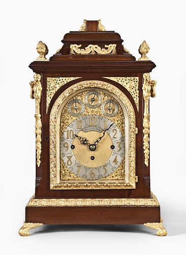Attributed to J.J. Elliott, Georgian mahogany quarter chiming bracket clock