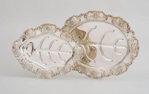 TWO AMERICAN SILVER GRADUATED WELL-AND-TREE PLATTERS