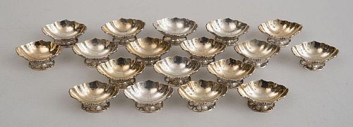 SET OF EIGHTEEN AMERICAN SILVER FOOTED INDIVIDUAL SALTS