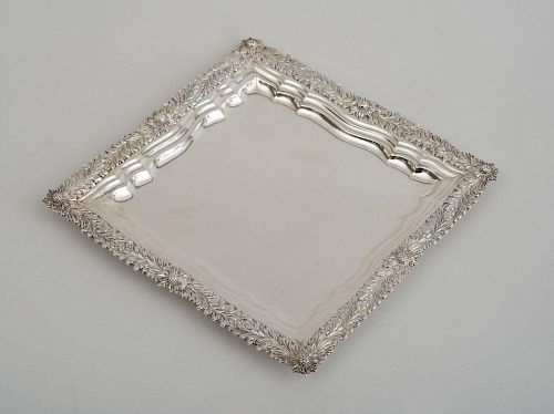 TIFFANY & CO. SILVER SQUARE TRAY, IN THE "CHRYSANTHEMUM" PATTERN