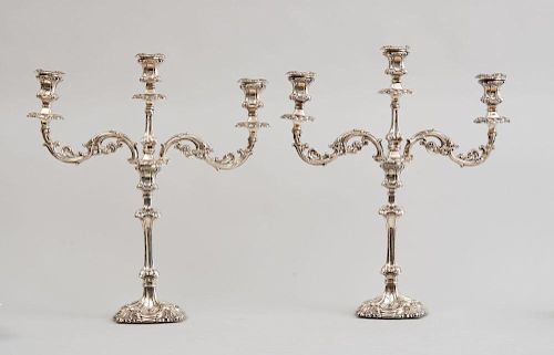 PAIR OF ENGLISH WEIGHTED SILVER CANDLESTICKS