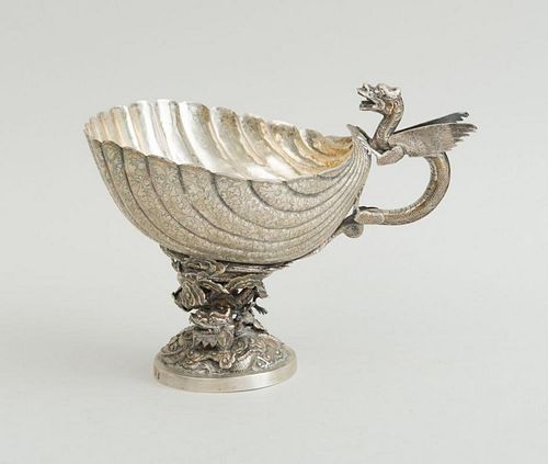 CHINESE SILVER SHELL-FORM TAZZA