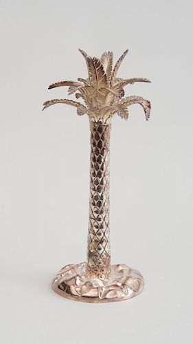 ITALIAN WEIGHTED SILVER PALM TREE-FORM CANDLESTICK, RETAILED BY TIFFANY & CO.