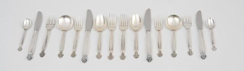 GEORG JENSEN SILVER ONE-HUNDRED-ONE-PIECE FLATWARE SERVICE, IN THE "ACANTHUS" PATTERN